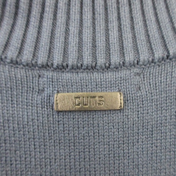 Cuts Clothing 1/4 Zip Long Sleeve Pullover Knit Sweater Men L Blue Casual 656 - Picture 3 of 11